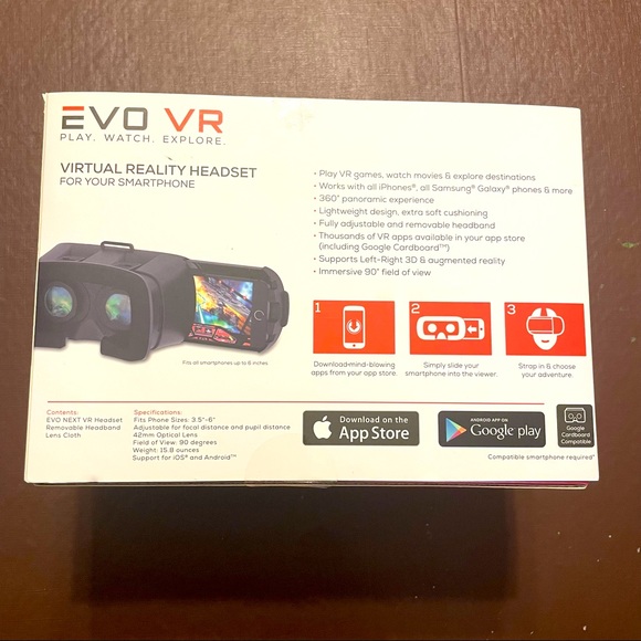 Evo Vr Virtual Reality Headset for All Smartphones IOS & Android Color Black New - Picture 4 of 7